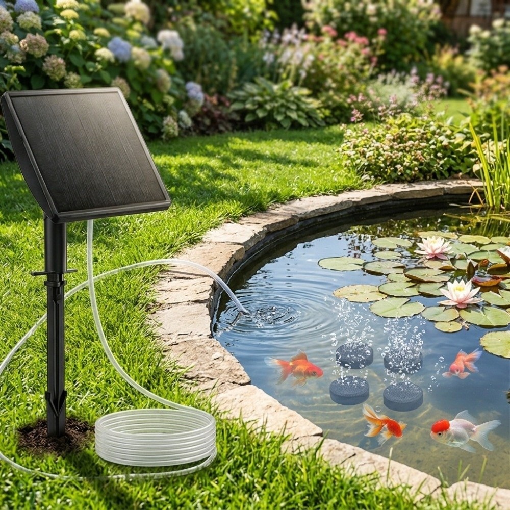 Bomba de oxígeno solar de bajo - Fish Pond Aerator reseña y precio